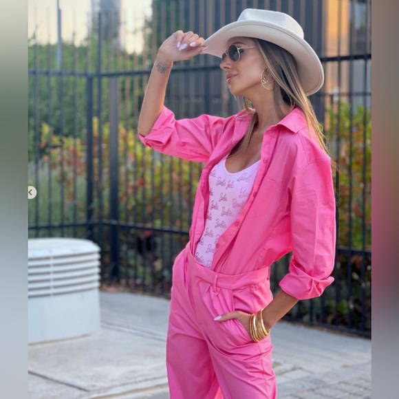 Zara Barbie Collection Vibrant Pink Jumpsuit Size XS - Picture 2 of 6